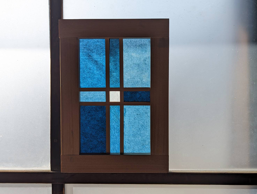 藍の障子のミニ建具作り