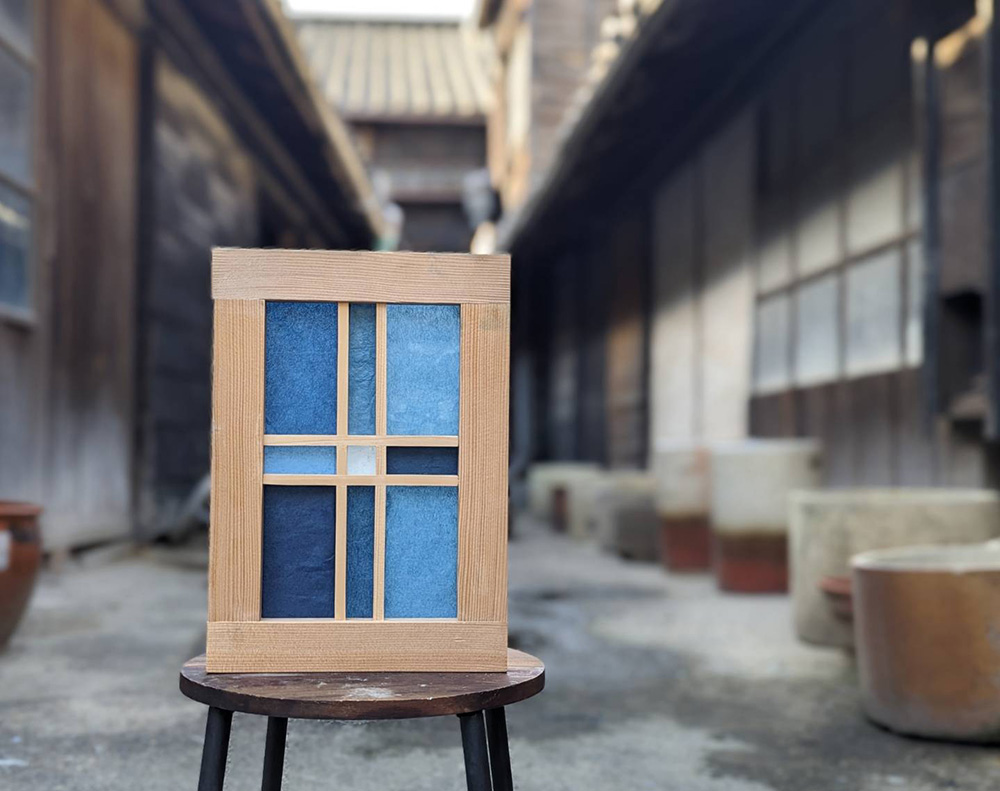 藍の障子のミニ建具作り