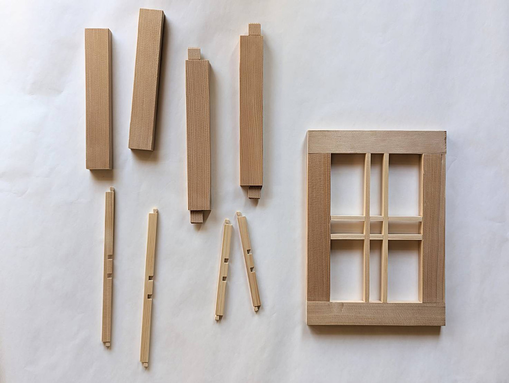 藍の障子のミニ建具作り