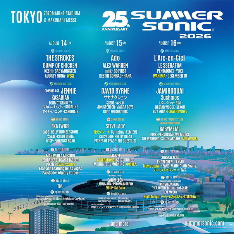 サマーソニック2026 東京 出演アーティスト・ステージ割