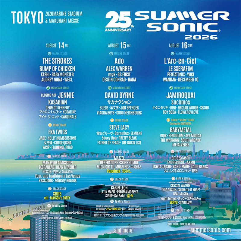 サマーソニック2026 東京 出演アーティスト・ステージ割