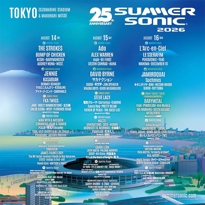サマーソニック2026 東京 出演アーティスト・ステージ割