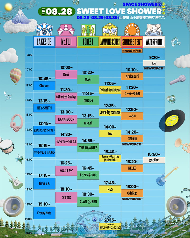 SWEET LOVE SHOWER 2026 8/28 タイムテーブル