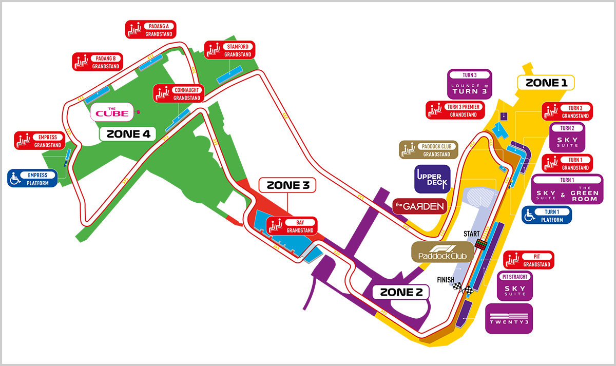 F1世界選手権 シンガポールgp コース図 Zone ローチケ ローソンチケット スポーツチケット情報 販売 予約